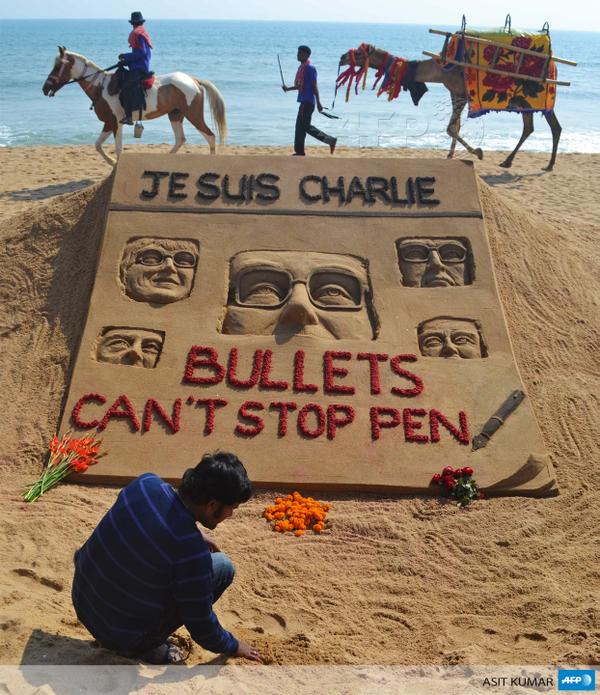 rtiste indien Sudarsan Pattnaik a réalisé un dessin dans le sable, au bord de la mer. L'artiste a reprodui