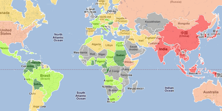 Suisse sur la carte du monde