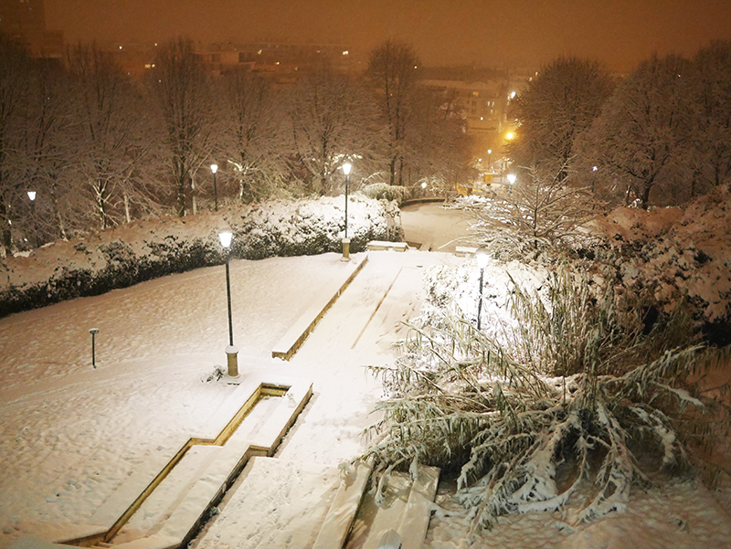 parc de Belleville sous la neige