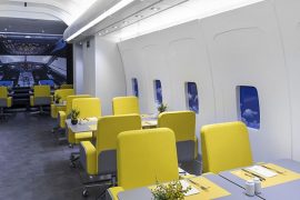 L'intérieur atypique du restaurant A320