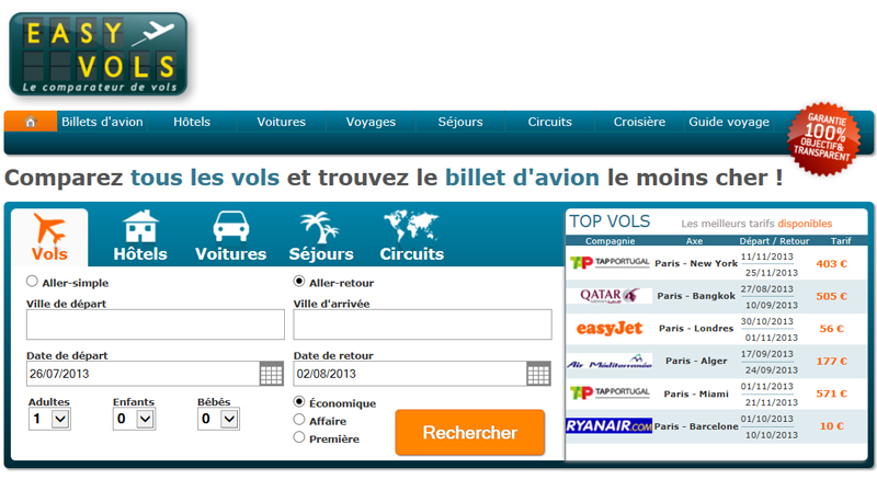 Easyvol, comparateur de vols