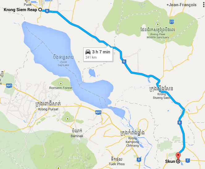 route skun siem reap