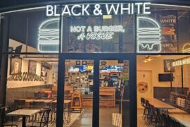 black and white burger