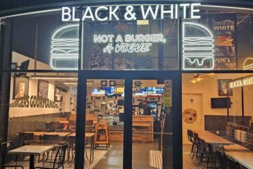 black and white burger