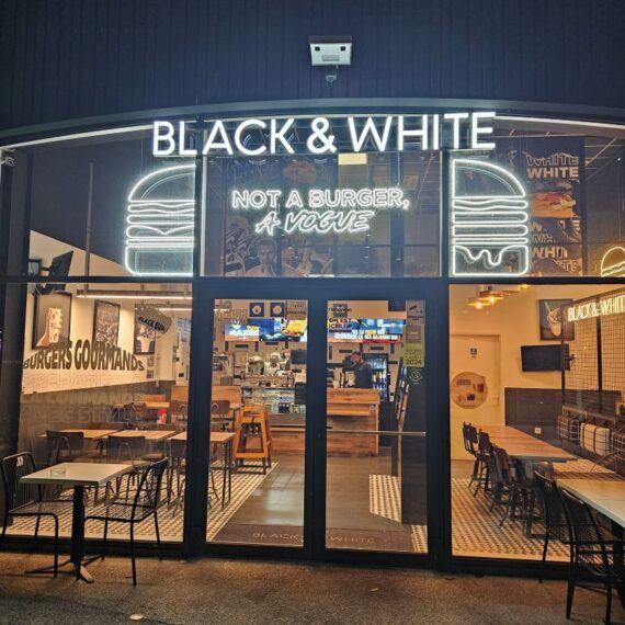 black and white burger